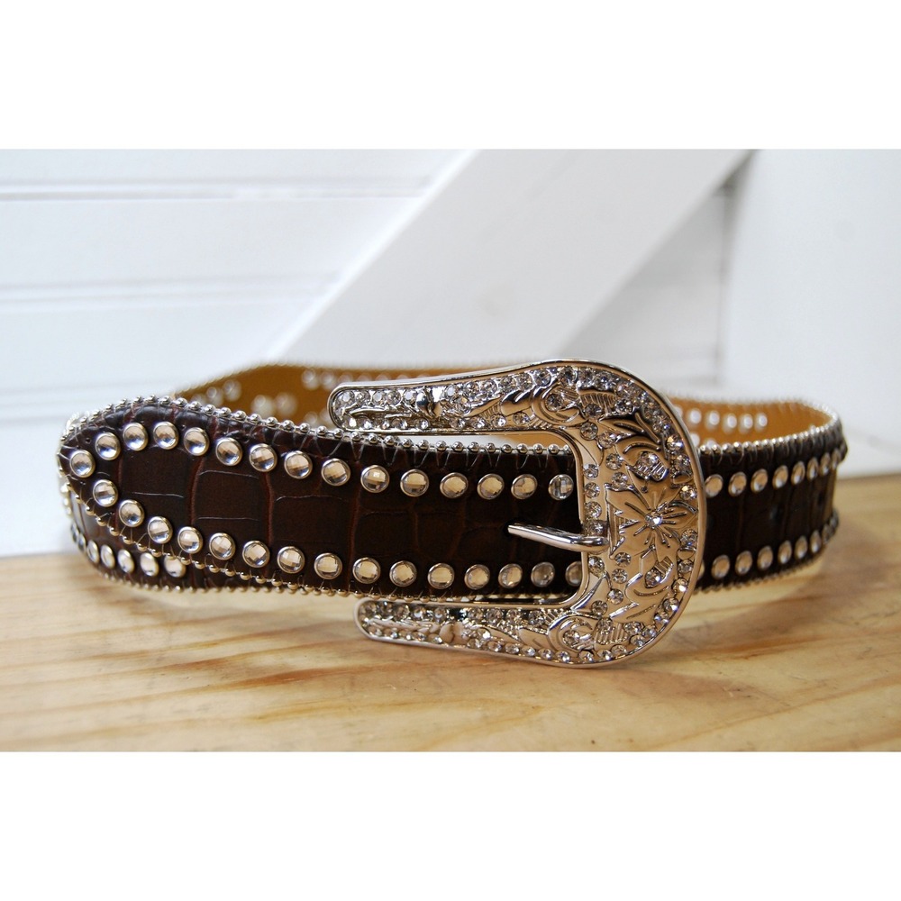 Girls‎ Nocona Belt Co. Black leather Rhinestone studded Kids Western Rodeo 4T-5T